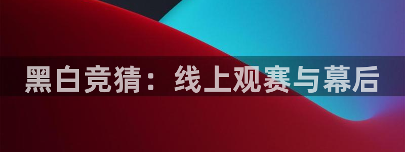 黑白竞猜：线上观赛与幕后